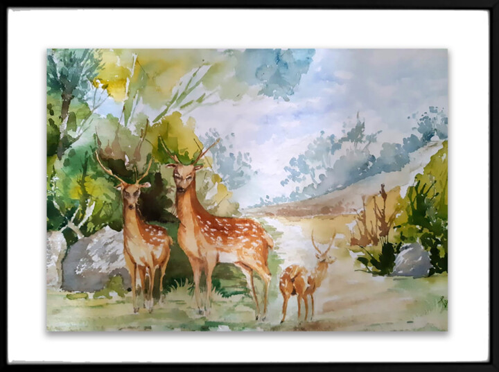 Deer 绘画, 18x24 in