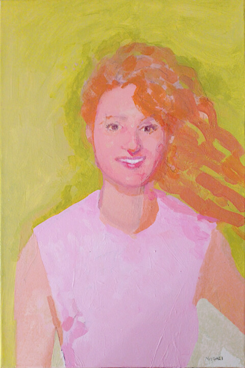 Painting titled "Monica" by Stefano Natali, Original Artwork, Acrylic Mounted on Wood Stretcher frame