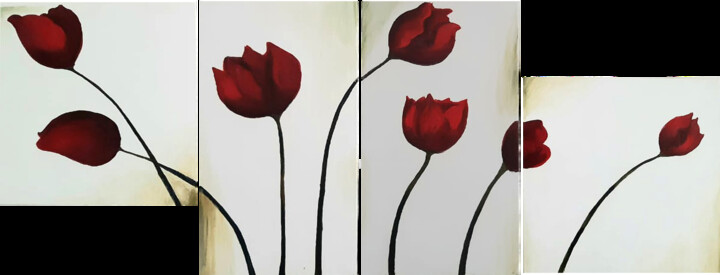 Painting titled "Tulips" by Thimira Dharmawardana, Original Artwork, Acrylic