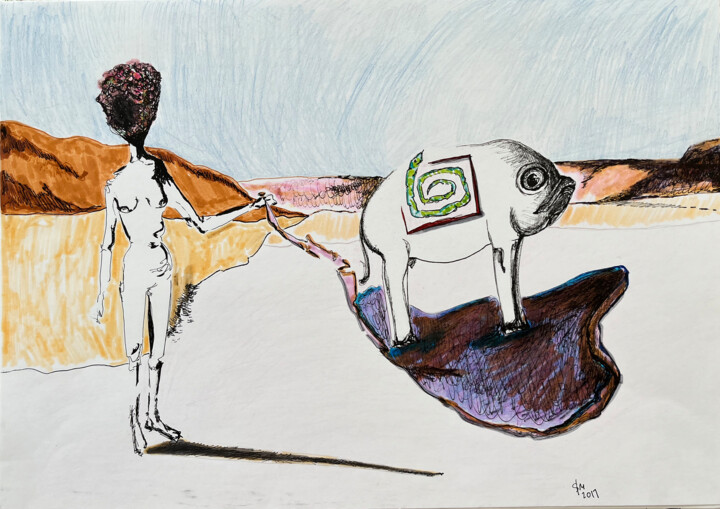 Drawing titled "H2ae / I saw that i…" by Leni Smoragdova, Original Artwork, Marker