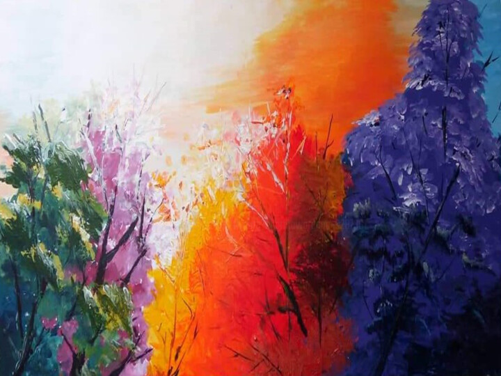 Painting titled "Colors of the Season" by Thimira Dharmawardana, Original Artwork, Acrylic