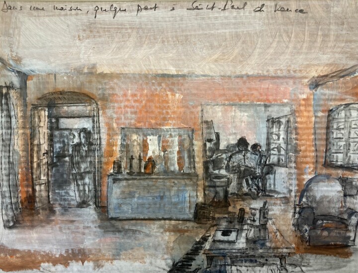 Dans une maison quelque part à Saint-Paul de Vence 绘画, 15.8x19.7 in