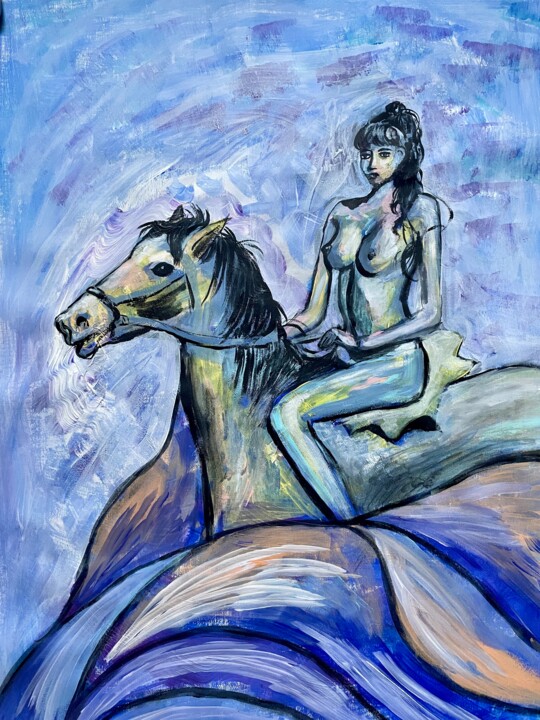 Curly horsewoman 绘画, 35.4x27.6 in
