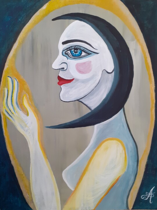 Peinture intitulée "La Femme Lune" par Aurélie Sarrazin, Œuvre d'art originale, Acrylique