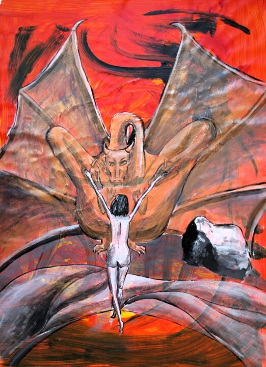 Little girl and her pet 绘画, 48x33.9 in