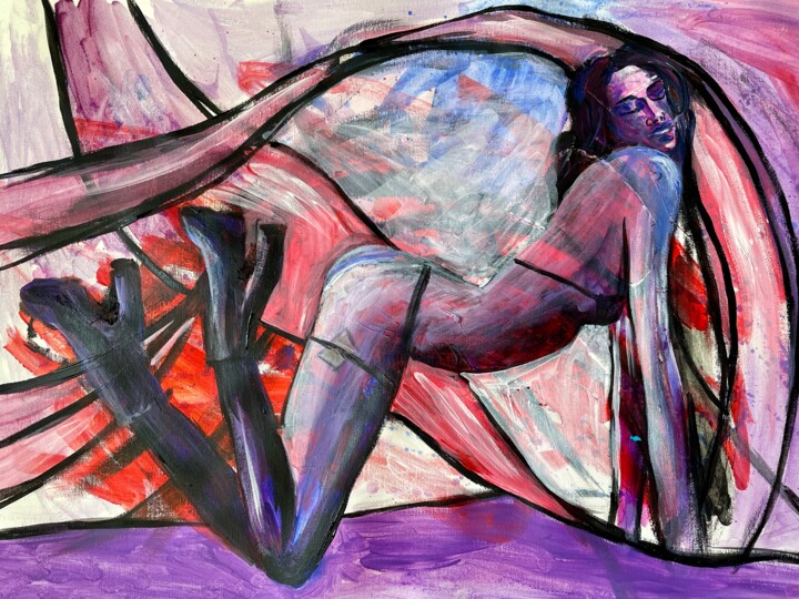 On the bar counter 绘画, 17.7x27.6 in