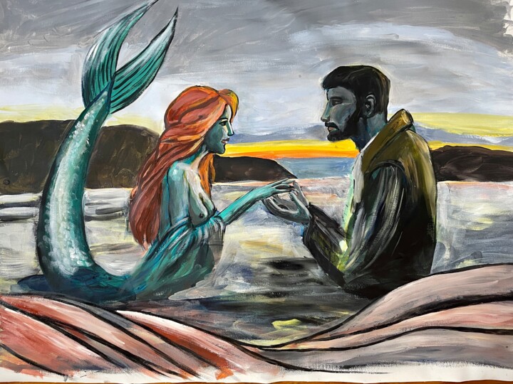 Painting titled "Meeting in the midd…" by Aleksandra Cherepanova, Original Artwork, Acrylic