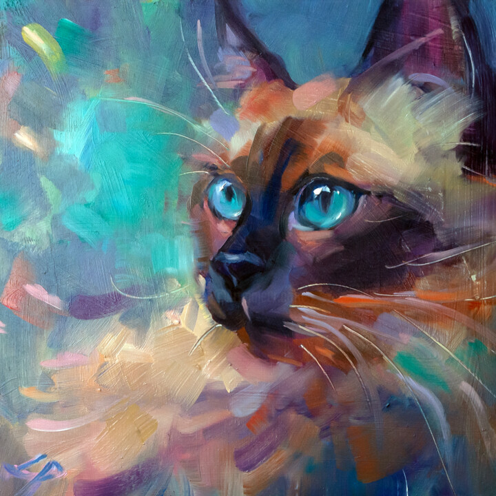 Siamese Cat 绘画, 9.8x9.8 in