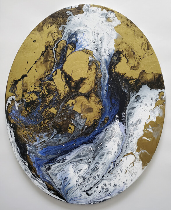 Painting titled "Floating Through Sp…" by Joyce Fournier, Original Artwork, Acrylic Mounted on Wood Stretcher frame
