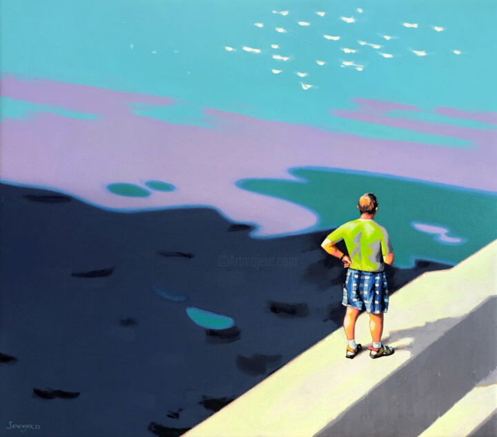 Pintura titulada "On the Pier" por Evgen Semenyuk, Obra de arte original, Acrílico