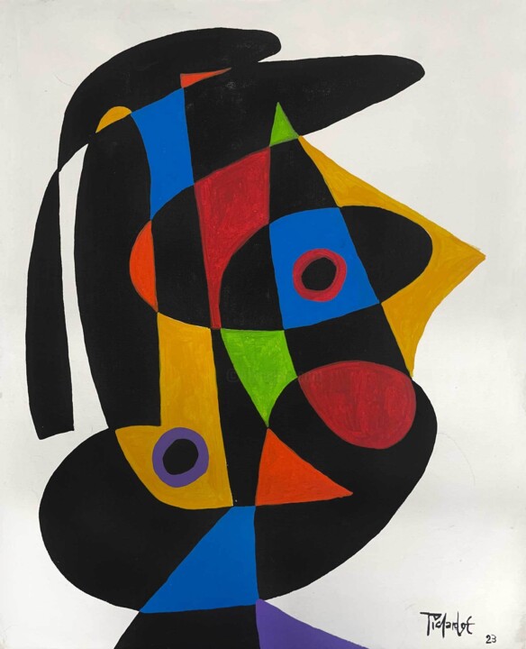 Peinture intitulée "Retrato de perfil c…" par Enrique Pichardo, Œuvre d'art originale, Acrylique