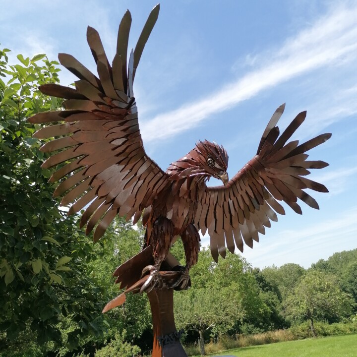 Sculpture intitulée "Aigle" par Pacom, Œuvre d'art originale, Métaux