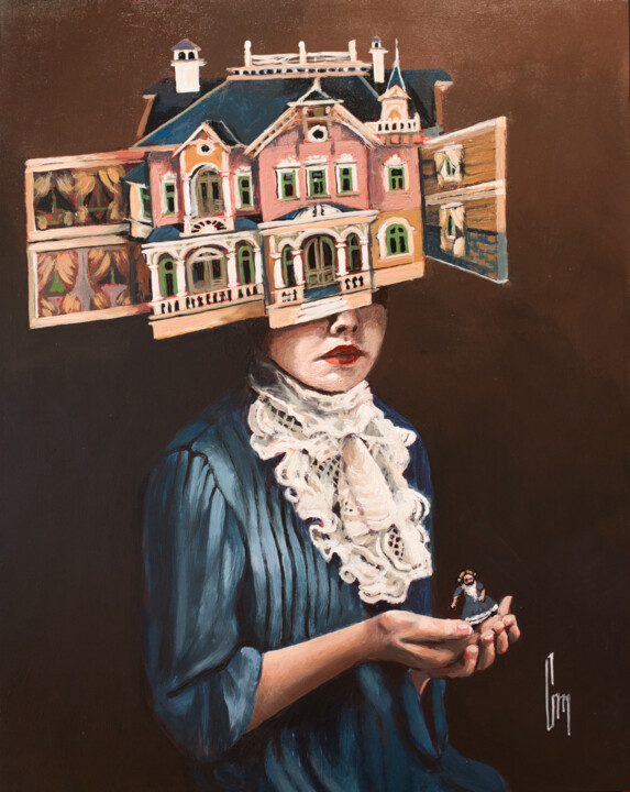 Painting titled ""Player or Toy"" by Mrs Steamcloudy, Original Artwork, Acrylic Mounted on Wood Stretcher frame