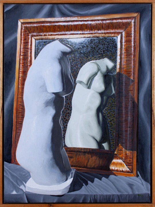 Painting titled "Flawed" by Michael E. Voss, Original Artwork, Oil Mounted on Wood Stretcher frame