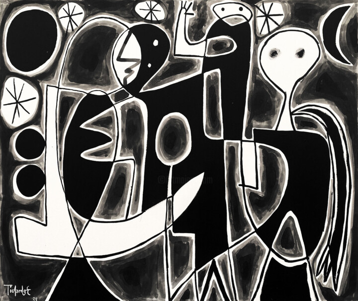 Composición en blanco y negro luna 绘画, 39.4x47.2 in