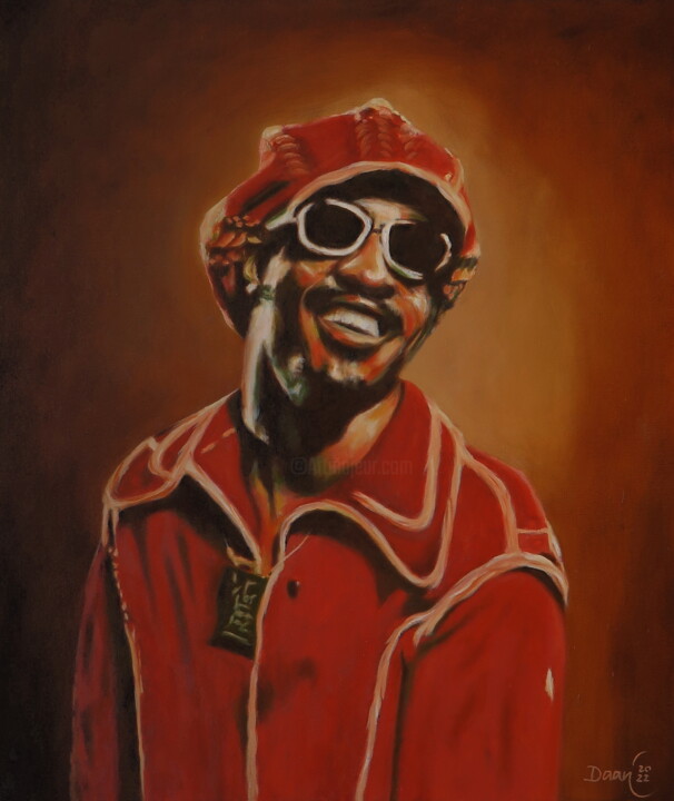 Painting titled "Stevie Wonder (a la…" by Daan Corstjens, Original Artwork, Oil