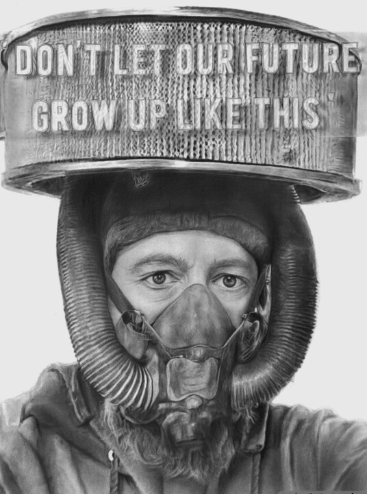 Dessin intitulée "Save the 'Future'" par Tejendra Tejendra Singh Bisht, Œuvre d'art originale, Graphite