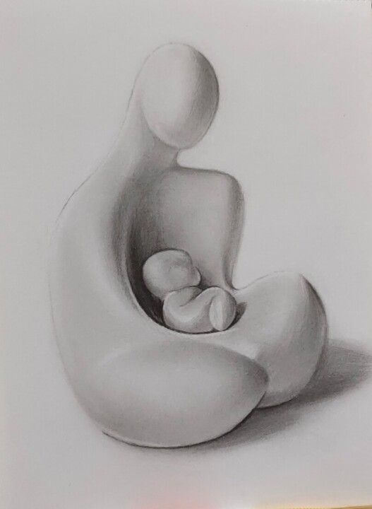Dessin intitulée "Unconditional love" par Tejendra Tejendra Singh Bisht, Œuvre d'art originale, Graphite