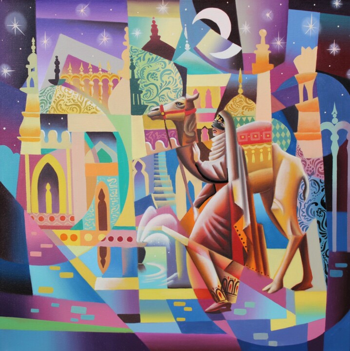 Starlight Night 绘画, 23.6x23.6 in