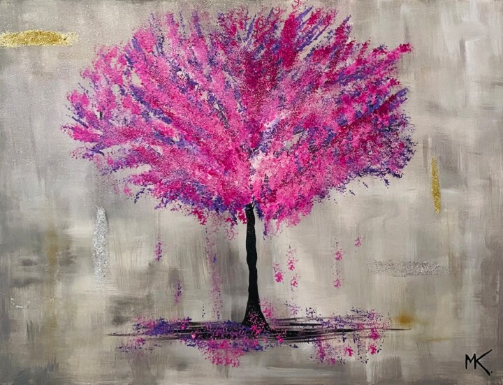 Il pleure des fleurs roses 绘画, 23.6x31.5 in