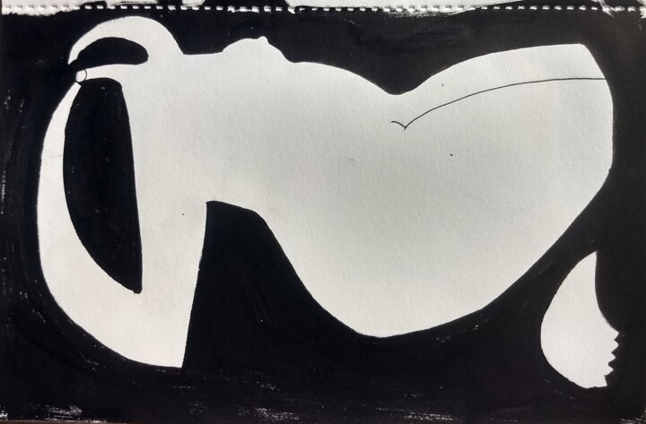 A black background 绘画, 5.5x8.3 in