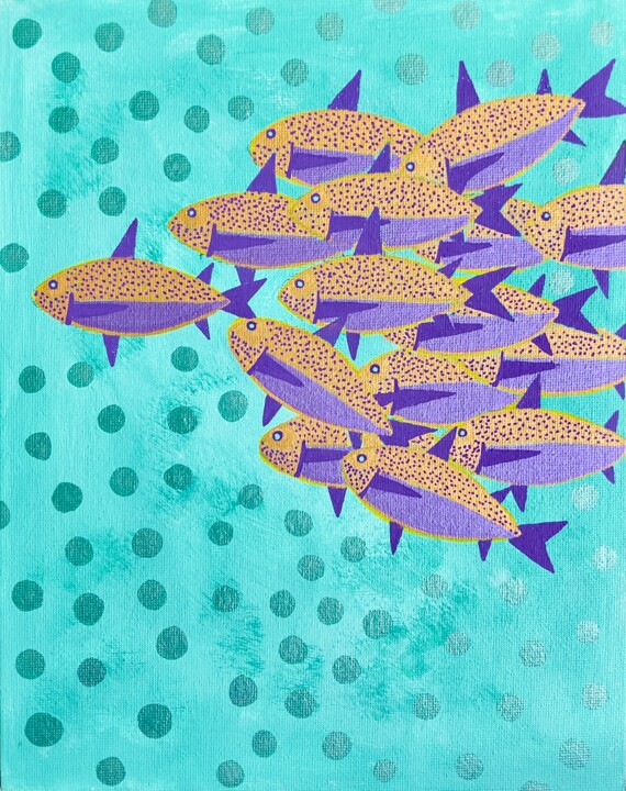 绘画 标题为“Tahiti Sea” 由Jorge Gonzalez, 原创艺术品, 丙烯 安装在纸板上