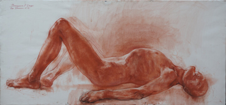 Drawing titled "male figure" by Ruzanna Teterina, Original Artwork, Pastel