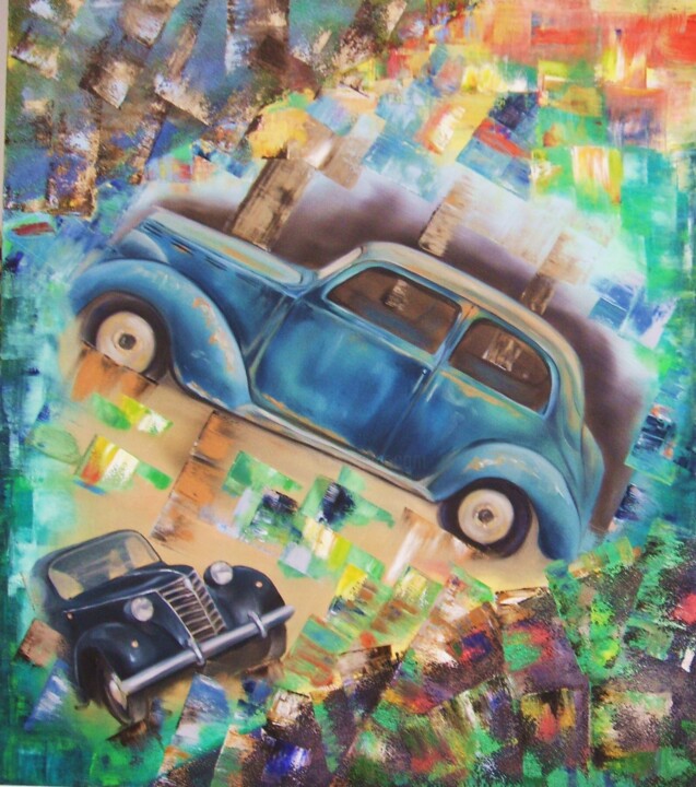 Fiat 1100 绘画, 31.5x27.6 in