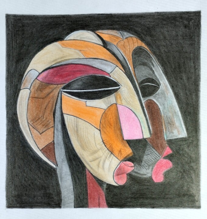 portrait abstrait 3 图画, 5.9x5.9 in