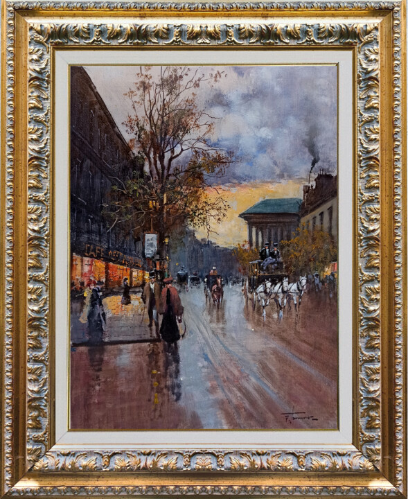 Parisian sunset - French Belle Epoque & frame Schilderij, 15,8x11,8 in