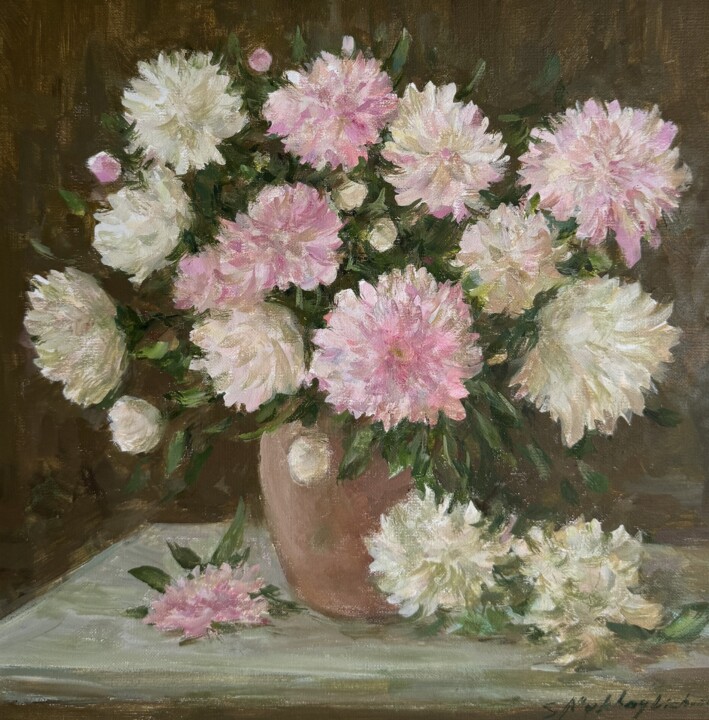 Peonies 绘画, 15.8x15.8 in