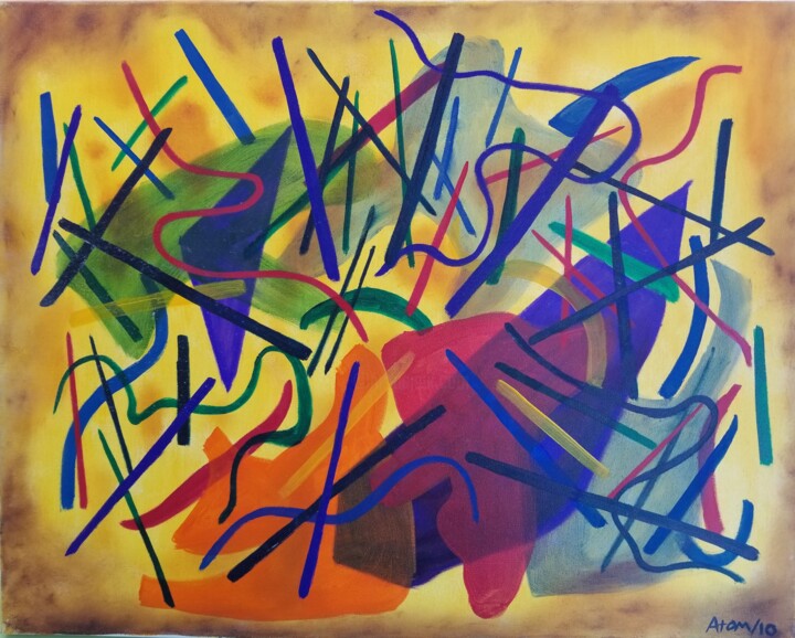 Painting titled "Obstacles of Life" by Atom Hovhanesyan, Original Artwork, Oil Mounted on Wood Stretcher frame