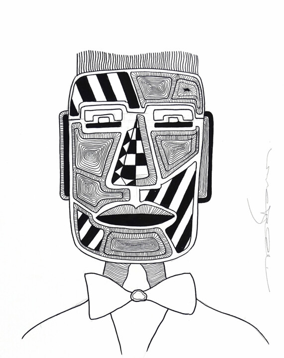 The Big Fat Boy Portrait of a black and white man 图画, 25.6x19.7 in