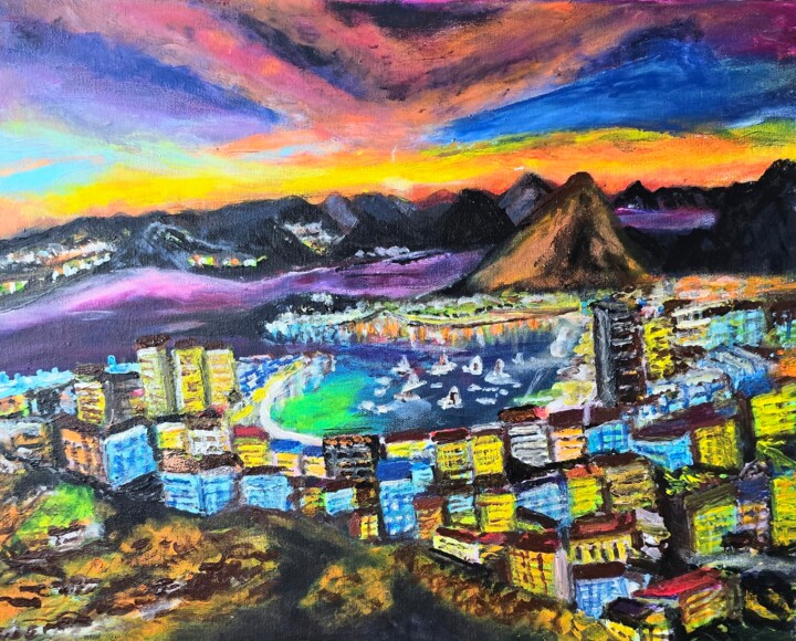 Brazylia Rio de Janeiro 绘画, 15.8x19.7 in