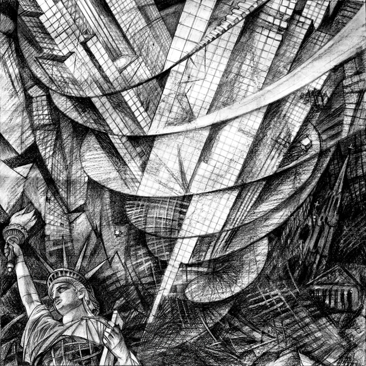"Адские спирали диалектики. Крах цивилизации." 绘画, 11.8x11.8 in