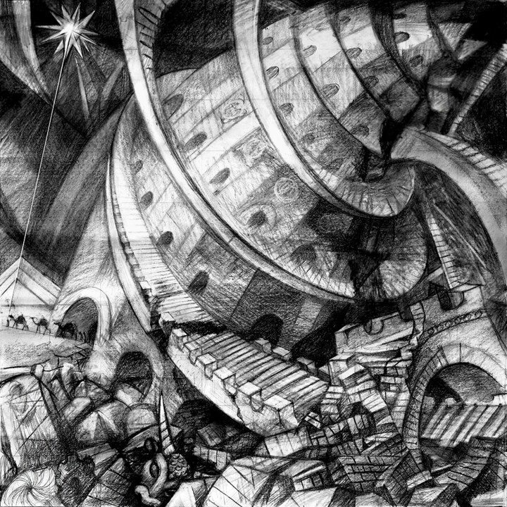 "Адские спирали диалектики. Вавилон" 绘画, 11.8x11.8 in