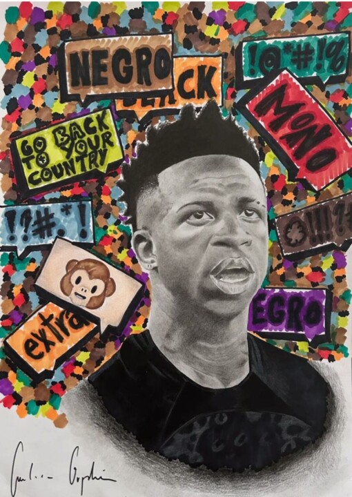 Résilience de Vinicius contre le racisme - Oeuvre originale 图画, 16.5x11.7 in