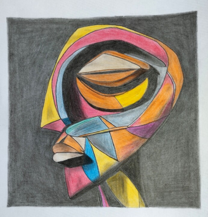 portrait abstrait 4 图画, 5.9x5.9 in