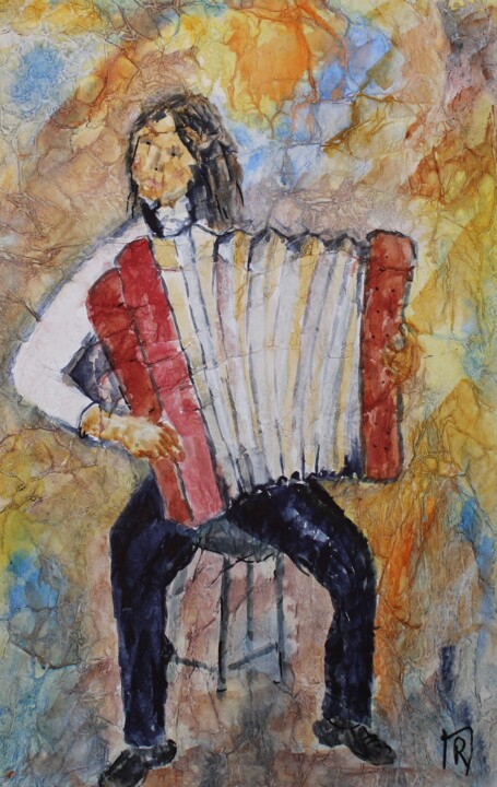 Accordeoniste 绘画, 20.5x12.6 in