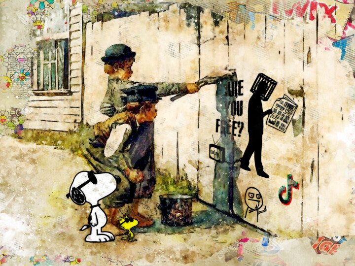 Frères Snoopy et Woodstock, poursuivez votre chemin, il n'y 数字艺术, 19.7x26.4 in