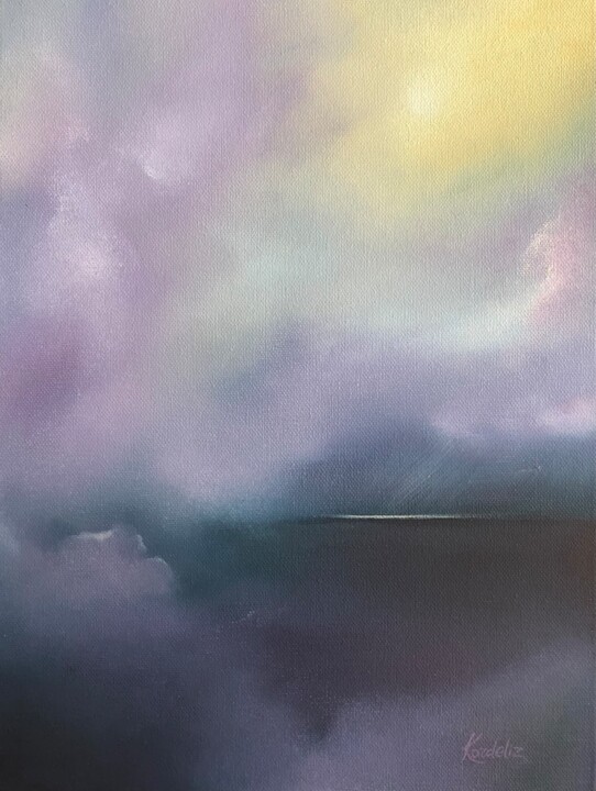 Painting titled "Small purple fog ("…" by Ekaterina Sieedugina (Kordeliz), Original Artwork, Oil