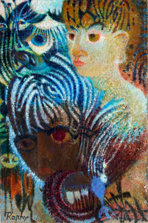 Peinture intitulée "Le chant des sirènes" par Raphy, Œuvre d'art originale, Huile Monté sur Châssis en bois