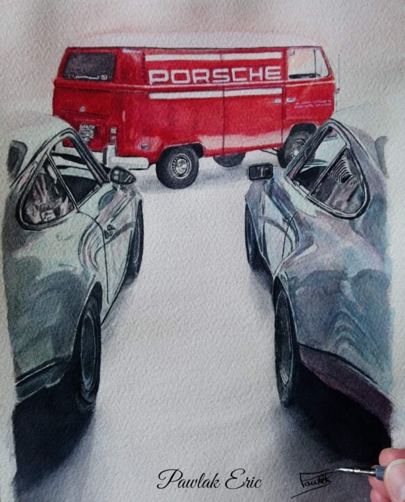 le combi de Claude chez Magnus walker 绘画, 11.8x8.3 in