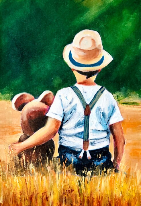 L'ours et l'enfant 绘画, 16.1x10.6 in
