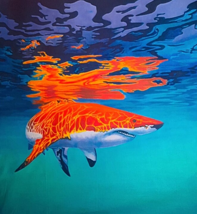 Marino tiburón. 绘画, 66.9x63 in