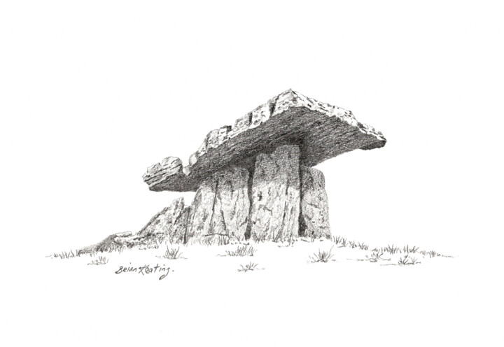 Σχέδιο με τίτλο "Poulnabrone Dolmen…" από Bk-Art, Αυθεντικά έργα τέχνης, Γραφίτης