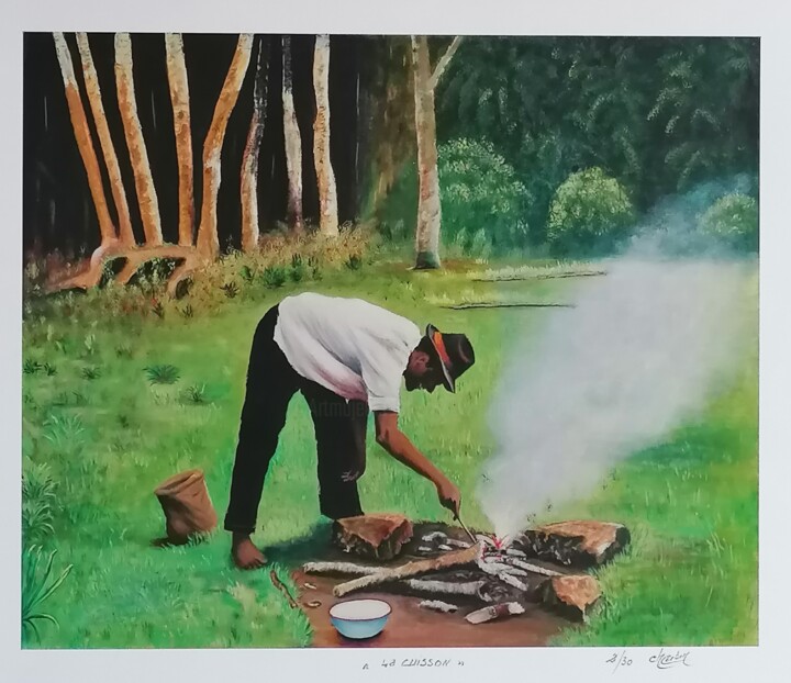 La Cuisson en lithographie Prenten & gravures, 14,2x17,3 in