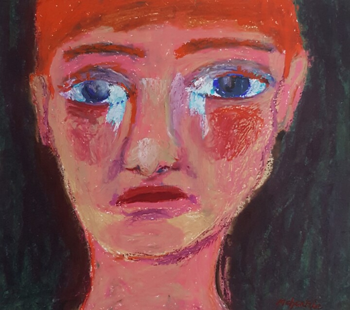 Pintura titulada "L'ENFANT PLEURE" por Mchartrie, Obra de arte original, Pastel