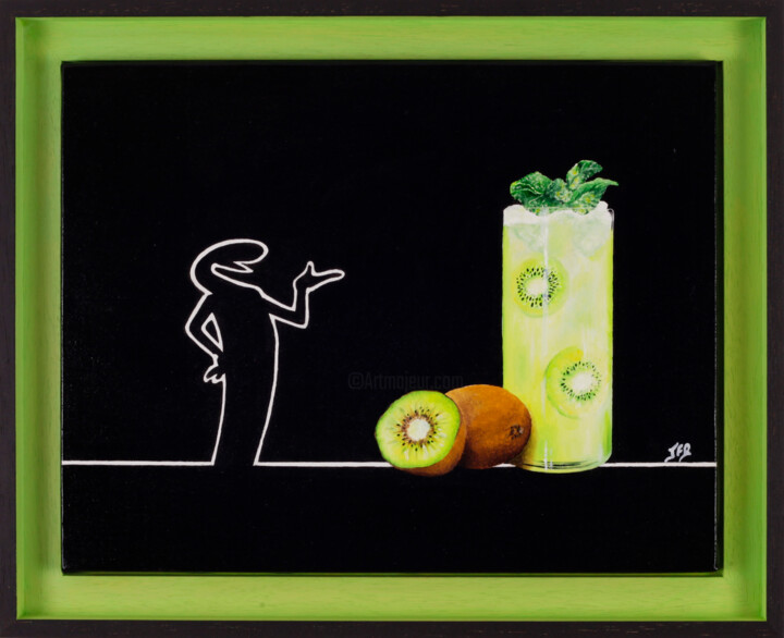 La linea, cocktail kiwi 绘画, 10.6x13.8 in