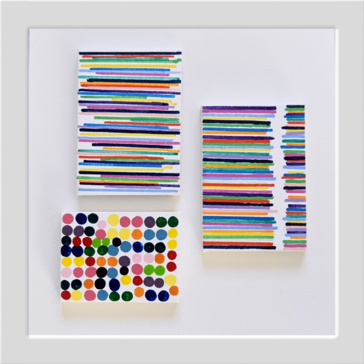 Painting titled "Colorful micros #2" by Astrid Stoeppel, Original Artwork, Acrylic Mounted on Wood Stretcher frame